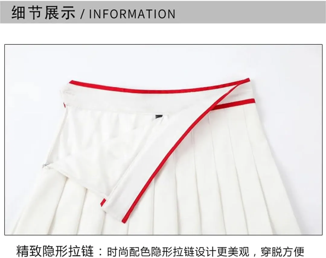 Women Skirt Solid Color Sexy High Waist Midi Pleated Skirts Korean Mini A-Line Skirt