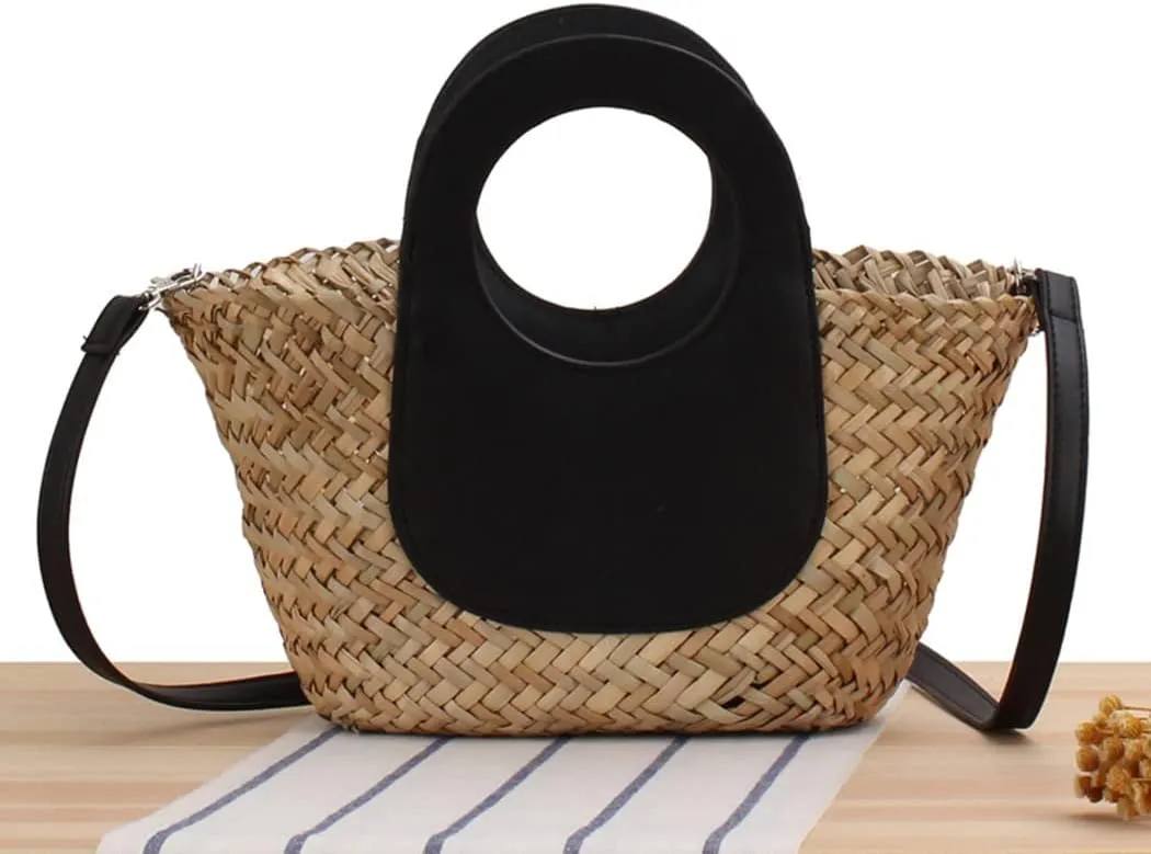 Women Straw Crossbody Handbag Clutch Wicker Shoulder Bag Purse Rattan Summer Beach Woven Handmade Wallet Bag