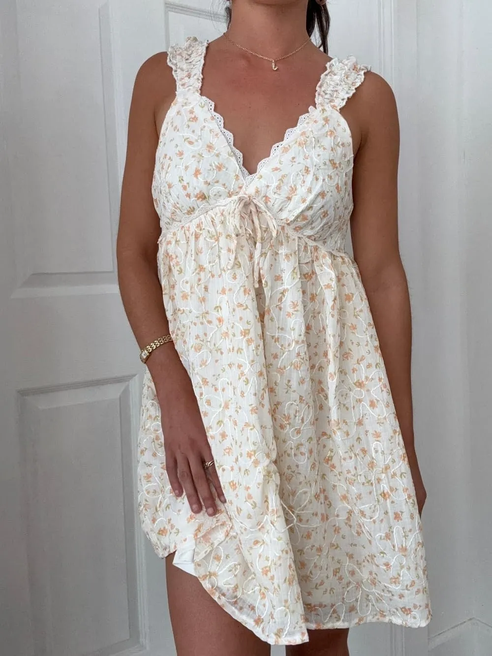 Women V Neck Loose Mini Dress Boho Flowy Tiered Babydoll Sundress Y2K Sleeveless Going Out Dresses
