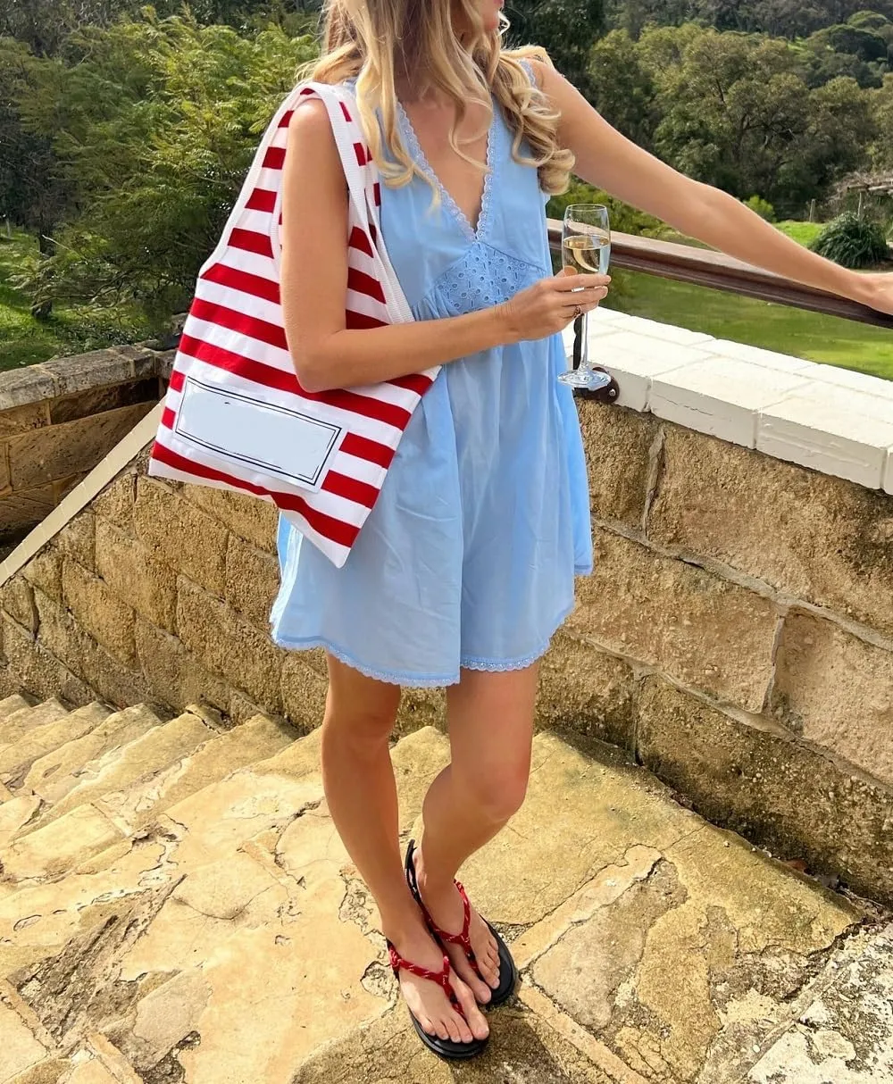 Women V Neck Loose Mini Dress Boho Flowy Tiered Babydoll Sundress Y2K Sleeveless Going Out Dresses
