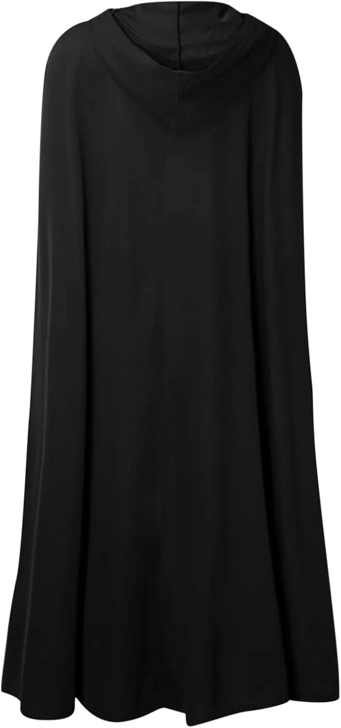 Women Winter Long Cape Coat Renaissance Victorian Jacket Cloak Hood Vintage Casual Robes Cosplay Halloween Costume