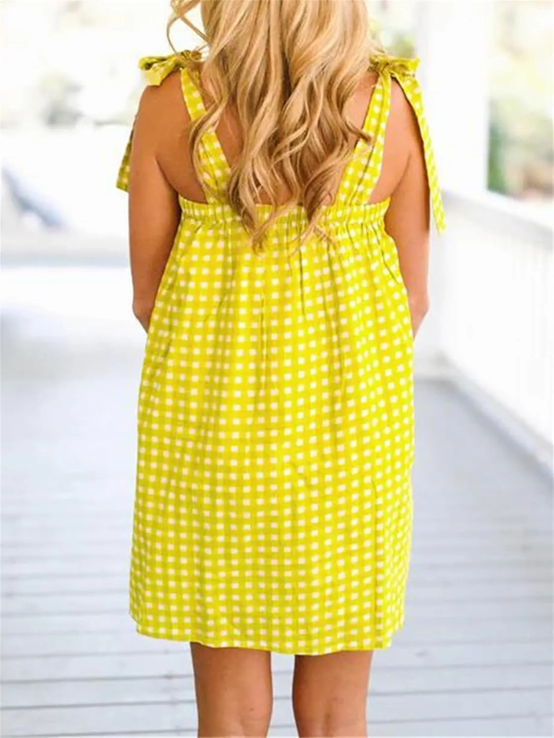 Women Y2K Tie Shoulder Mini Dress Square Neck Sleeveless Babydoll Ruffle Short Dress Loose Fit Boho Flowy Sundress