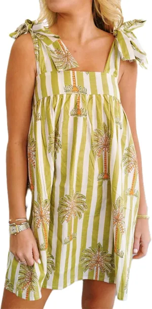 Women Y2K Tie Shoulder Mini Dress Square Neck Sleeveless Babydoll Ruffle Short Dress Loose Fit Boho Flowy Sundress