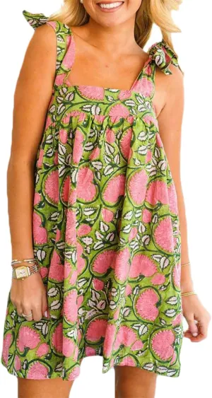 Women Y2K Tie Shoulder Mini Dress Square Neck Sleeveless Babydoll Ruffle Short Dress Loose Fit Boho Flowy Sundress