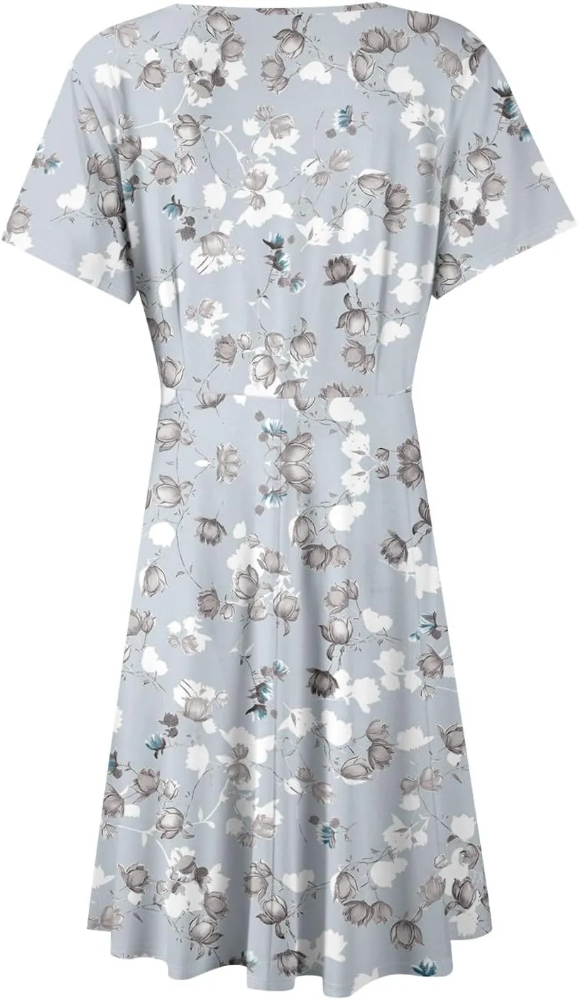 Womens 2025 Floral V-Neck Maxi Dresses Sexy Deep Cut Summer Dress Casual Beach Sundress for Vacation Garden Parties