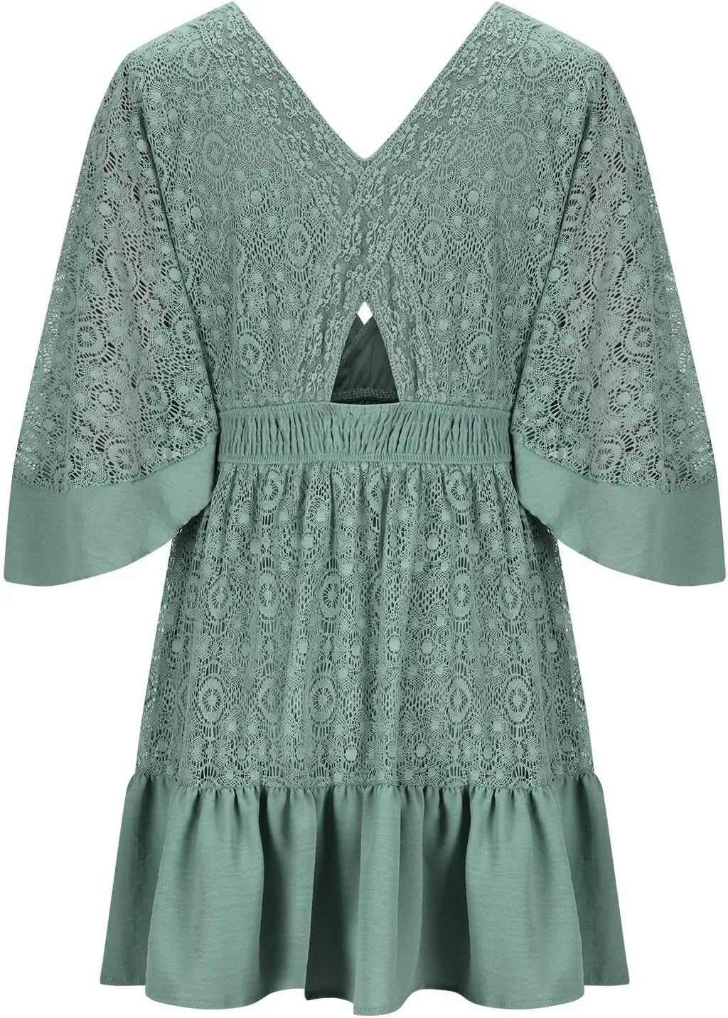 Womens 2025 Summer Short Dress Elegant Lace Wrap V Neck Batwing Sleeve Dress Casual Beach Party Mini Dresses