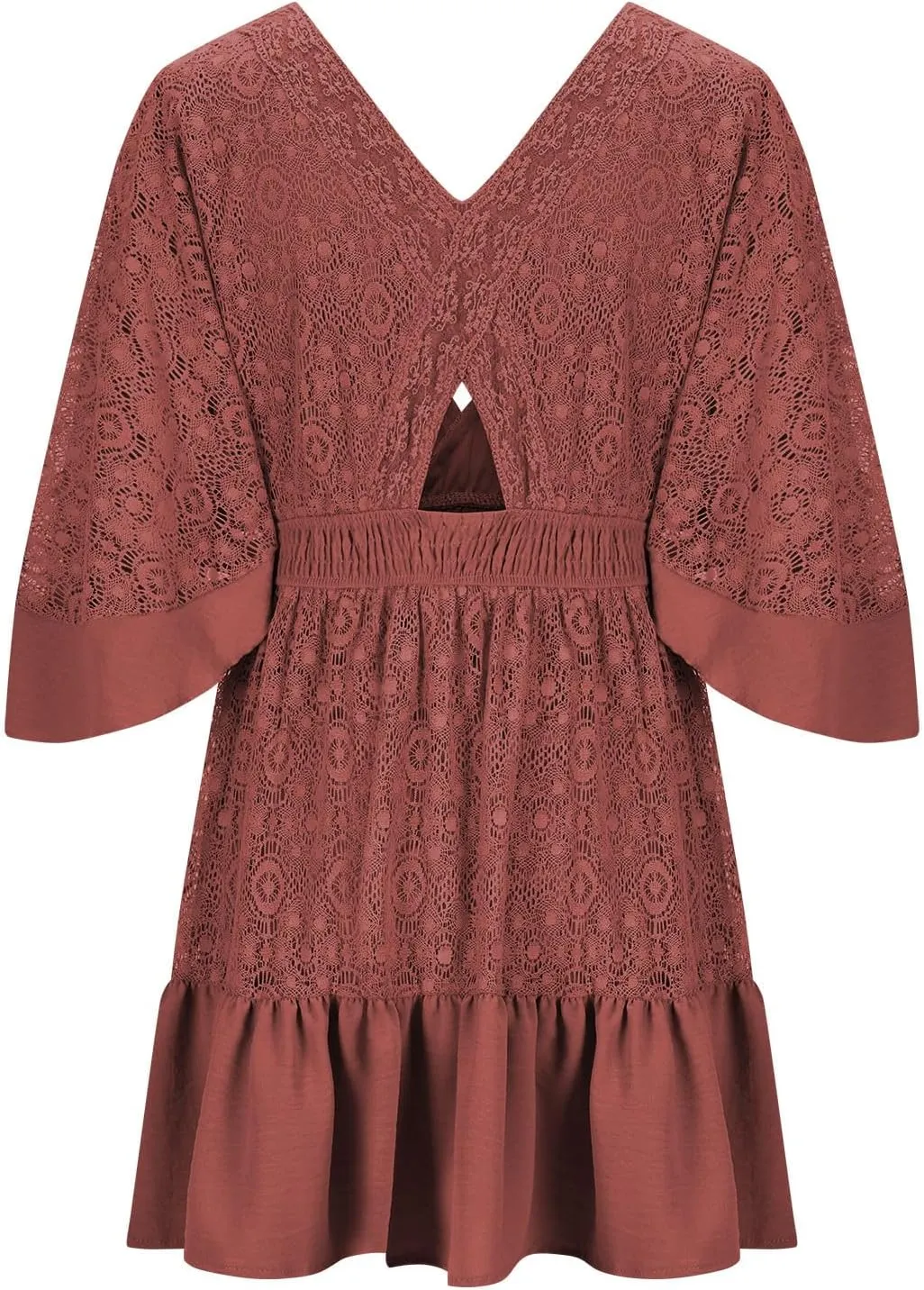 Womens 2025 Summer Short Dress Elegant Lace Wrap V Neck Batwing Sleeve Dress Casual Beach Party Mini Dresses