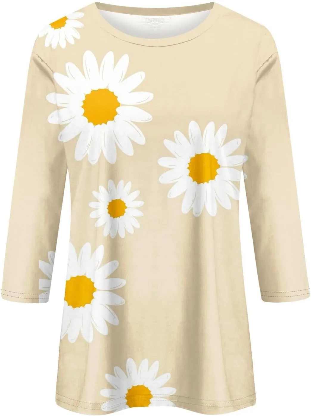 Womens 3/4 Length Sleeve Summer Shirts Floral Boho Blouses Tshirts Trendy Dressy Casual Tops Vacation 2024 Clothing