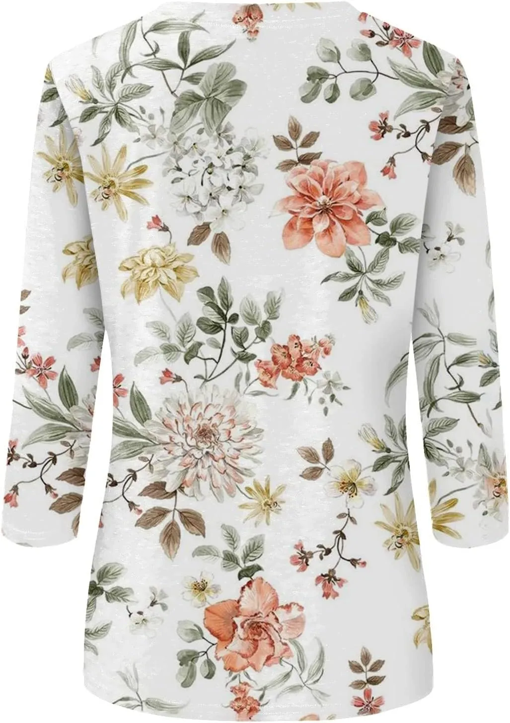 Womens 3/4 Length Sleeve Summer Shirts Floral Boho Blouses Tshirts Trendy Dressy Casual Tops Vacation 2024 Clothing