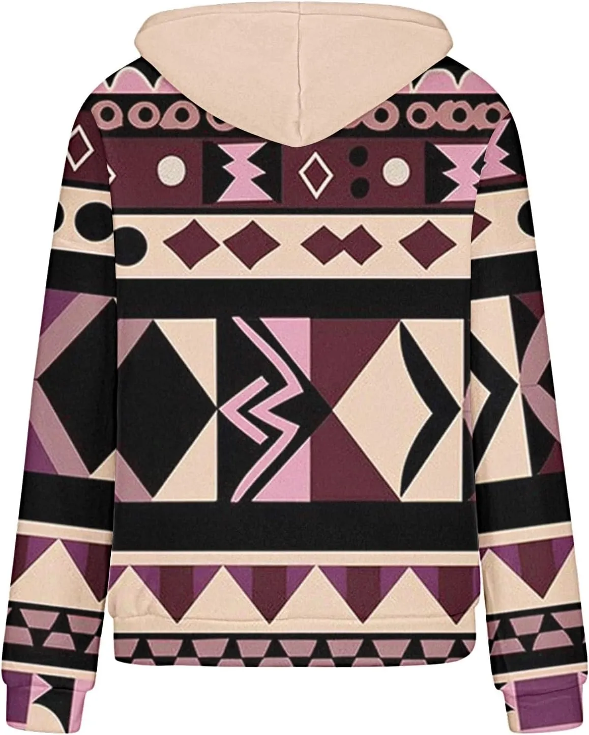 Women's Aztec Ethnic Style Hoodies Sweatshirts Casual Western Print Tops Long Sleeve Pocket Hooded Sweatshirt