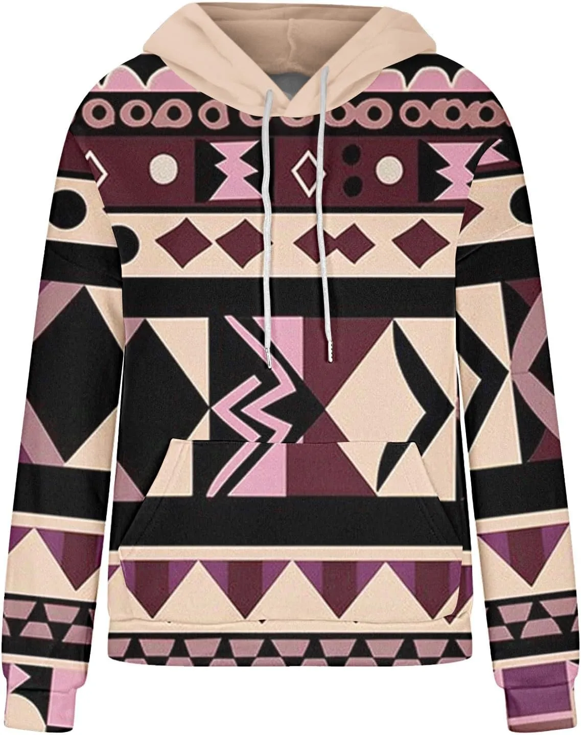 Women's Aztec Ethnic Style Hoodies Sweatshirts Casual Western Print Tops Long Sleeve Pocket Hooded Sweatshirt