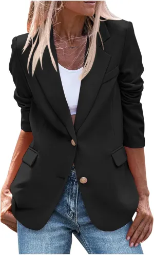 Womens Blazer Single Breasted Open Front Jacket Long Sleeve Lapel Collar Casual Blazers Work Office Suit Outerwear