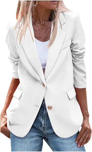 Womens Blazer Single Breasted Open Front Jacket Long Sleeve Lapel Collar Casual Blazers Work Office Suit Outerwear