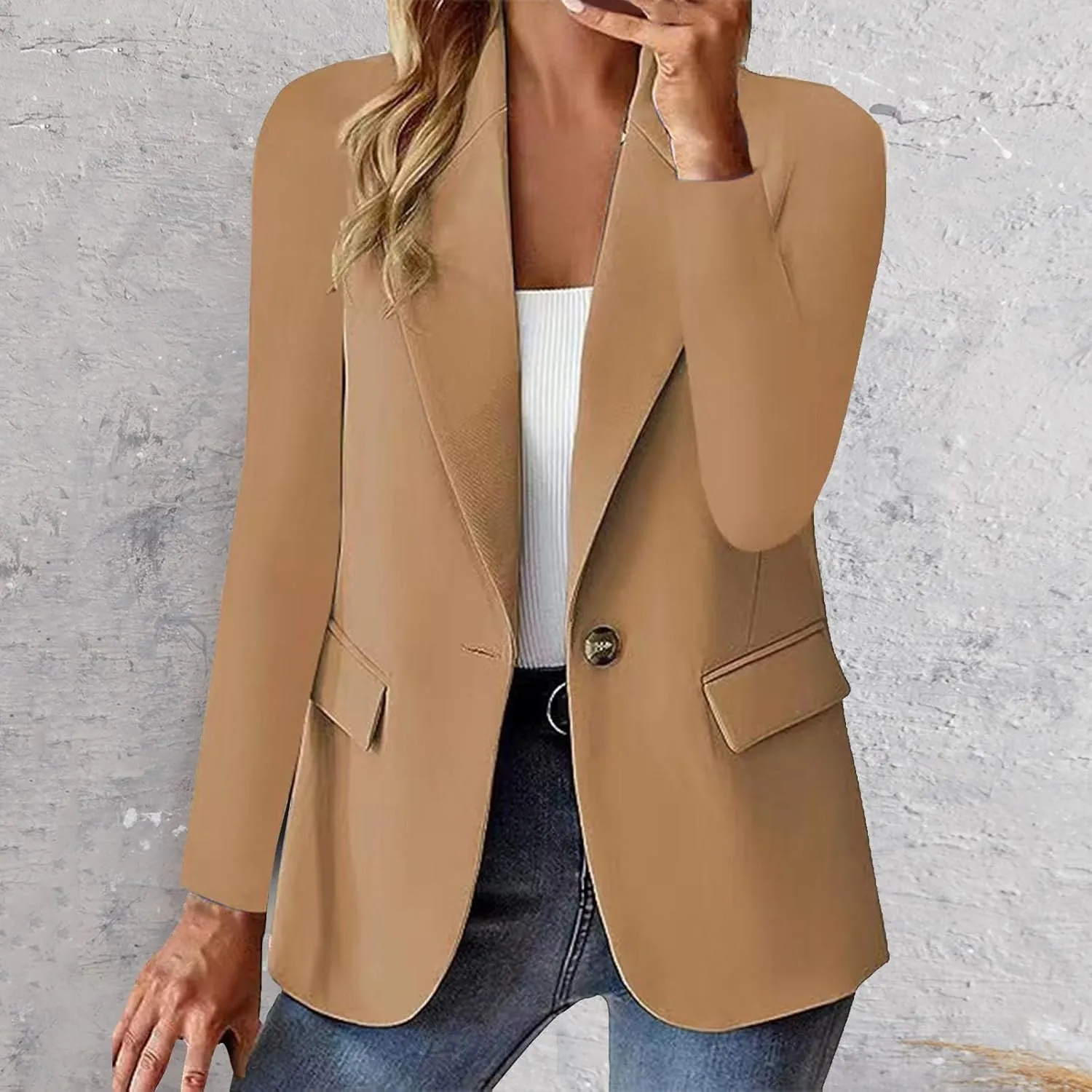 Womens Business Casual Blazer Summer Cardigan Lapel Button Down Solid Suit Jacket with Lined Office Work Clothes 2025