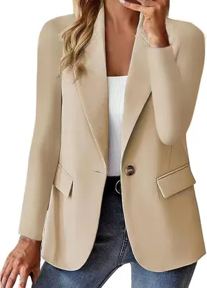 Womens Business Casual Blazer Summer Cardigan Lapel Button Down Solid Suit Jacket with Lined Office Work Clothes 2025