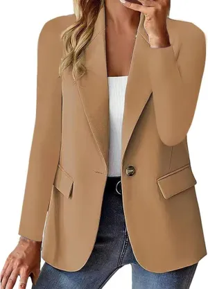 Womens Business Casual Blazer Summer Cardigan Lapel Button Down Solid Suit Jacket with Lined Office Work Clothes 2025