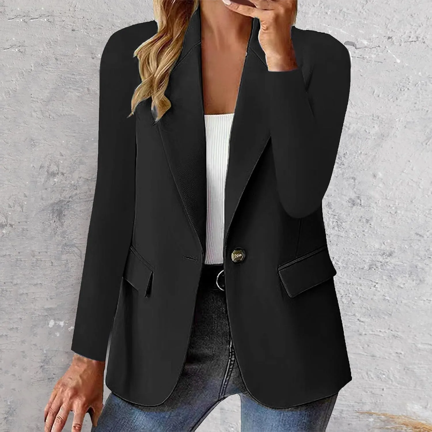 Womens Business Casual Blazer Summer Cardigan Lapel Button Down Solid Suit Jacket with Lined Office Work Clothes 2025