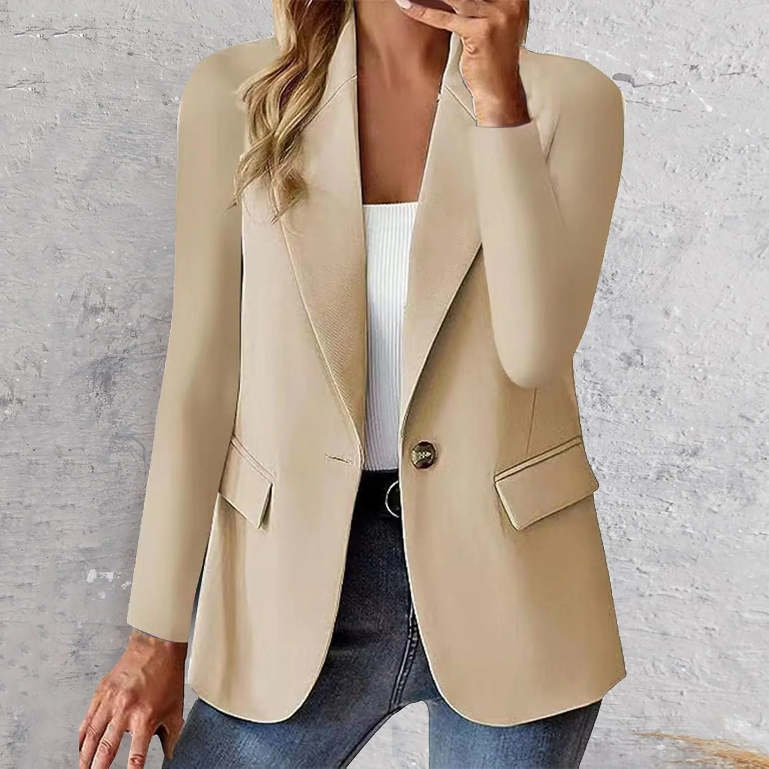 Womens Business Casual Blazer Summer Cardigan Lapel Button Down Solid Suit Jacket with Lined Office Work Clothes 2025