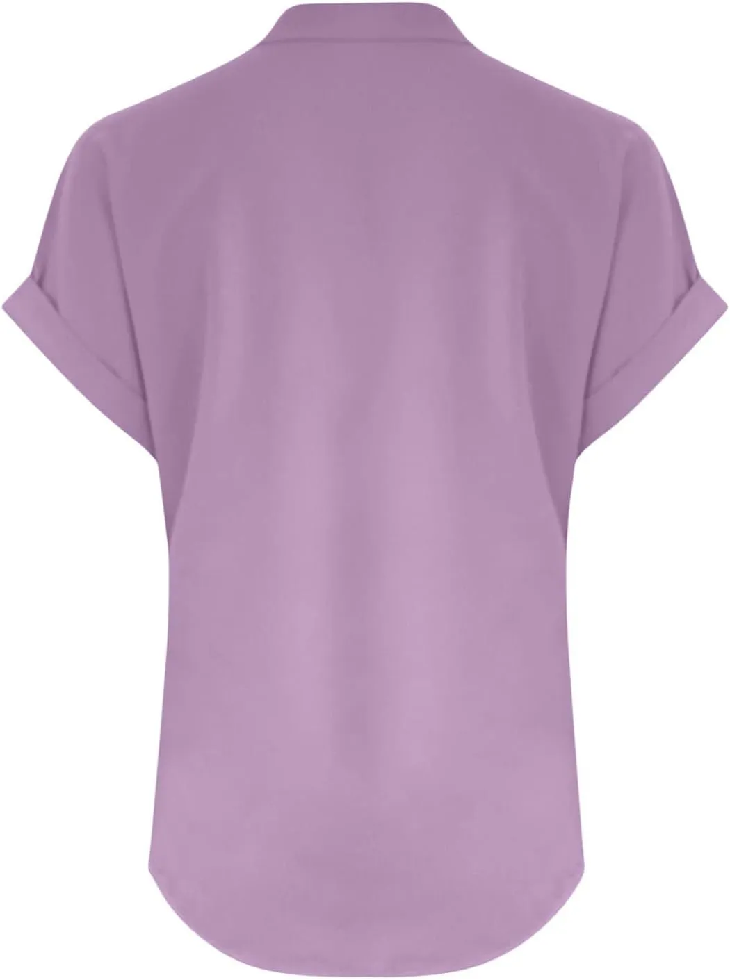 Womens Button Down Shirts Cotton Linen Short Sleeve V-Neck Shirts Solid Color Casual Loose Fit Work Blouse Tops