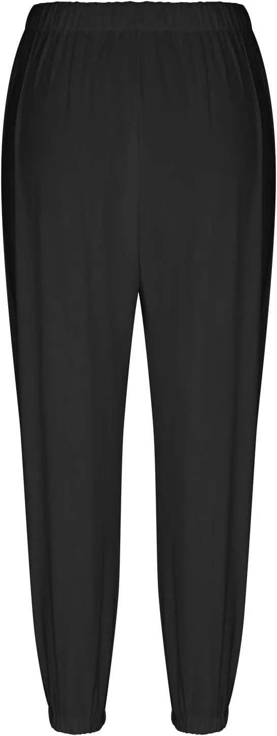 Women's Capri Pants Casual Lantern Tapered Harem Trouser Cropped Drawstring Waist Wide Leg Cotton Linen Slacks