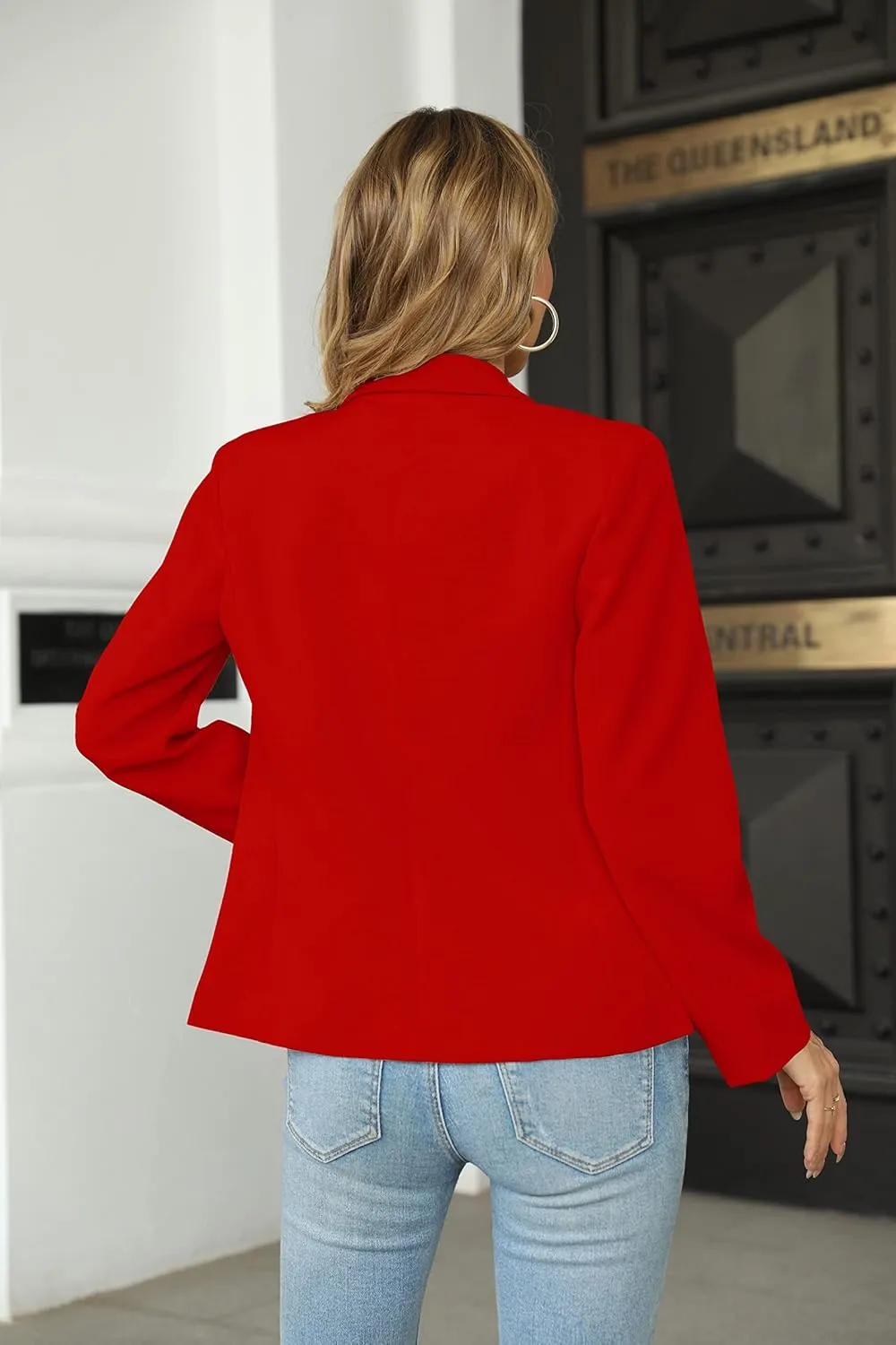 Womens Casual Blazers Long Sleeve Lapel Button Slim Work Office Blazer Jacket