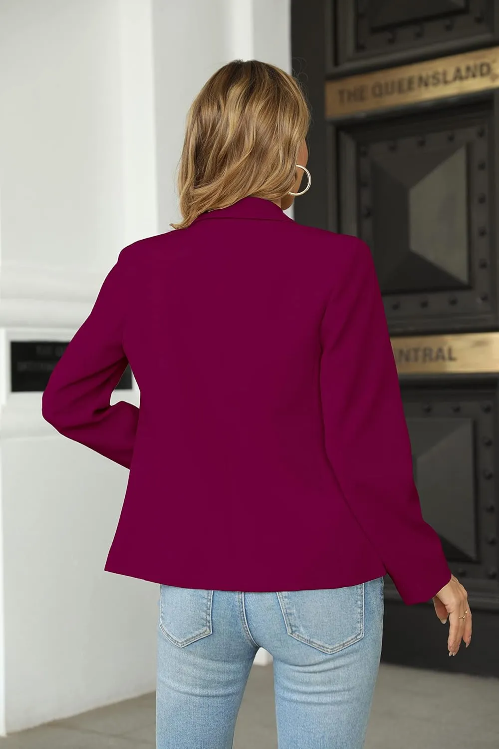Womens Casual Blazers Long Sleeve Lapel Button Slim Work Office Blazer Jacket
