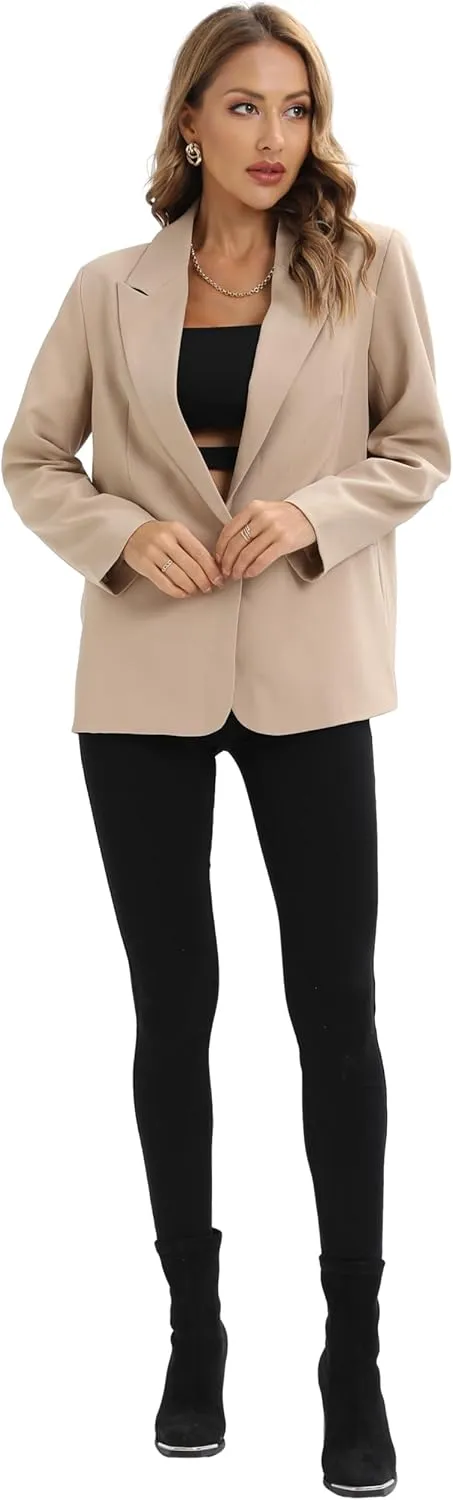 Womens Casual Loose Blazers Long Sleeve Pockets Work Office Jacket Blazer