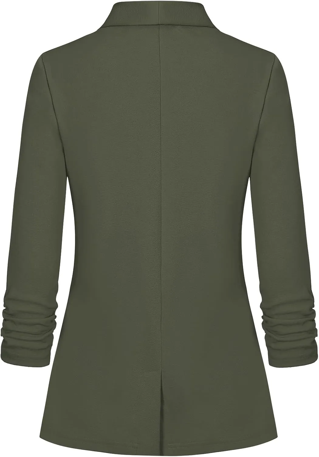 Women's Casual Open Front Blazers Shawl Lapel Ruched 3/4 Sleeve Office Lightweight Blazer Jackets with Pockets