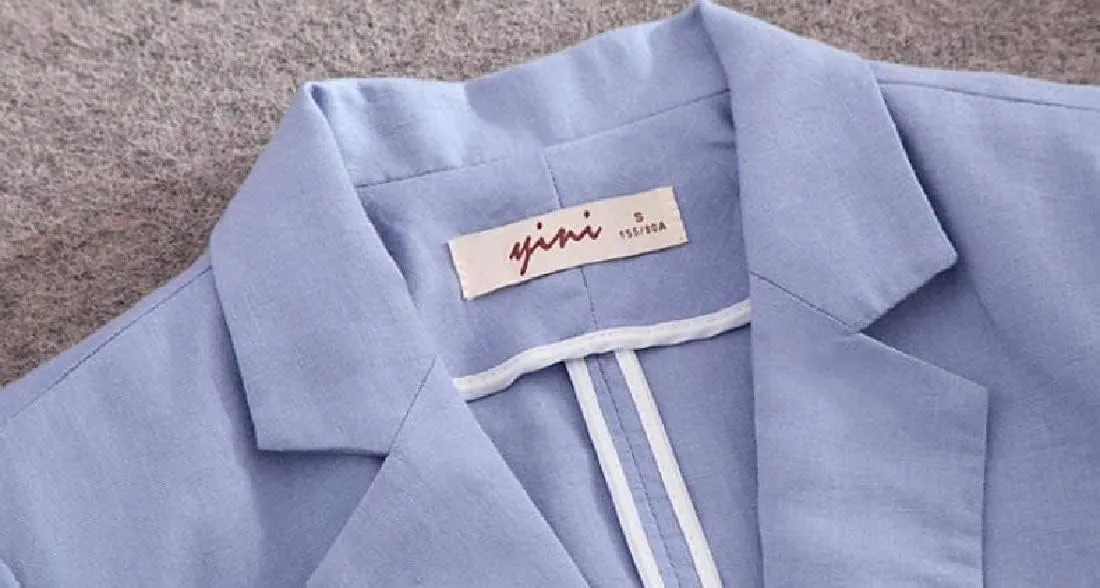 Womens Casual Solid Cotton Linen 3/4 Sleeve Short OL Work Blazer Jacket Coat Pocket with Flip Cover