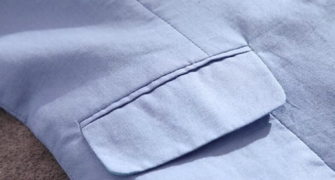 Womens Casual Solid Cotton Linen 3/4 Sleeve Short OL Work Blazer Jacket Coat Pocket with Flip Cover