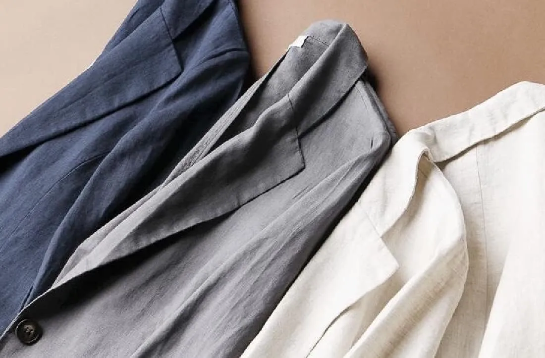 Womens Casual Solid Cotton Linen 3/4 Sleeve Short OL Work Blazer Jacket Coat