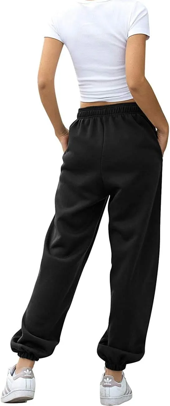 Women's Cinch Bottom Sweatpants Pockets High Waist Sporty Gym Athletic Fit Jogger Pants Lounge Trousers Yoga Workout Pants