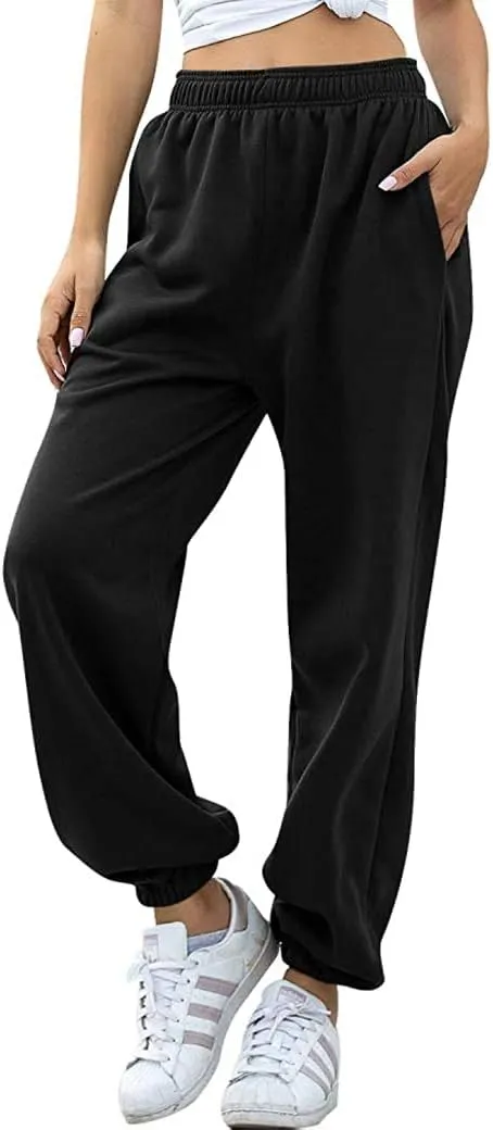 Women's Cinch Bottom Sweatpants Pockets High Waist Sporty Gym Athletic Fit Jogger Pants Lounge Trousers Yoga Workout Pants