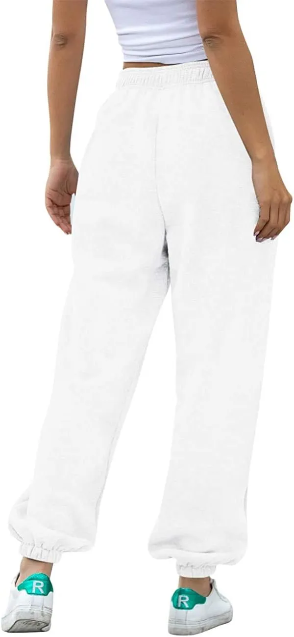 Women's Cinch Bottom Sweatpants Pockets High Waist Sporty Gym Athletic Fit Jogger Pants Lounge Trousers Yoga Workout Pants