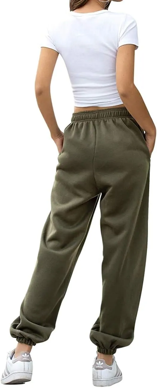 Women's Cinch Bottom Sweatpants Pockets High Waist Sporty Gym Athletic Fit Jogger Pants Lounge Trousers Yoga Workout Pants