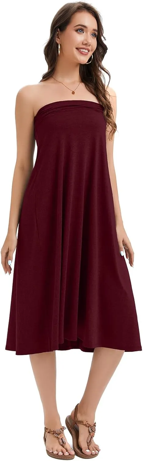 Women's Convertible High Waisted Maxi Skirt, Tummy Control & Non-Slip Elastic Waist, Flowy Flare Casual to Dressy