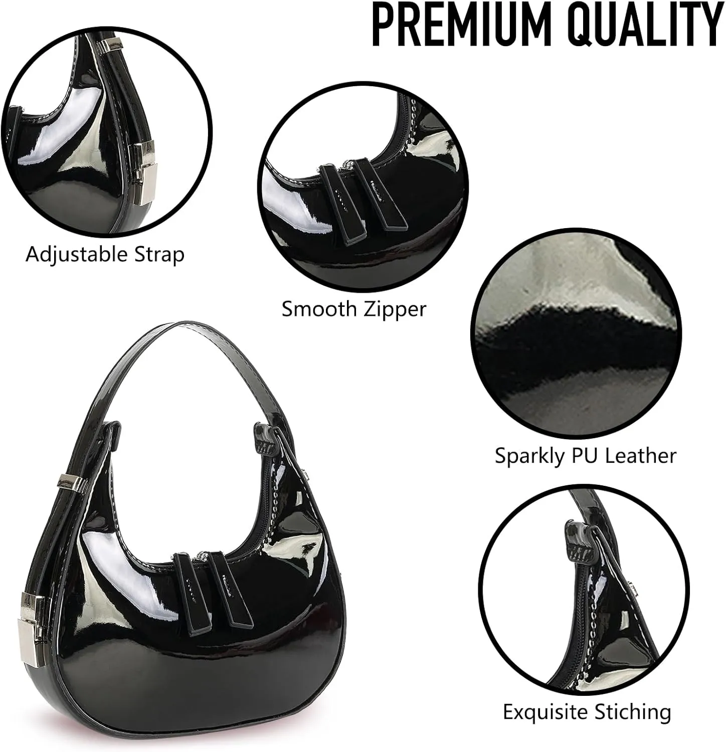 Women's Crescent Shoulder Bags - Small Red Purse Y2k Top Handle Hobo Shoulder Underarm Handbags Clutch bag