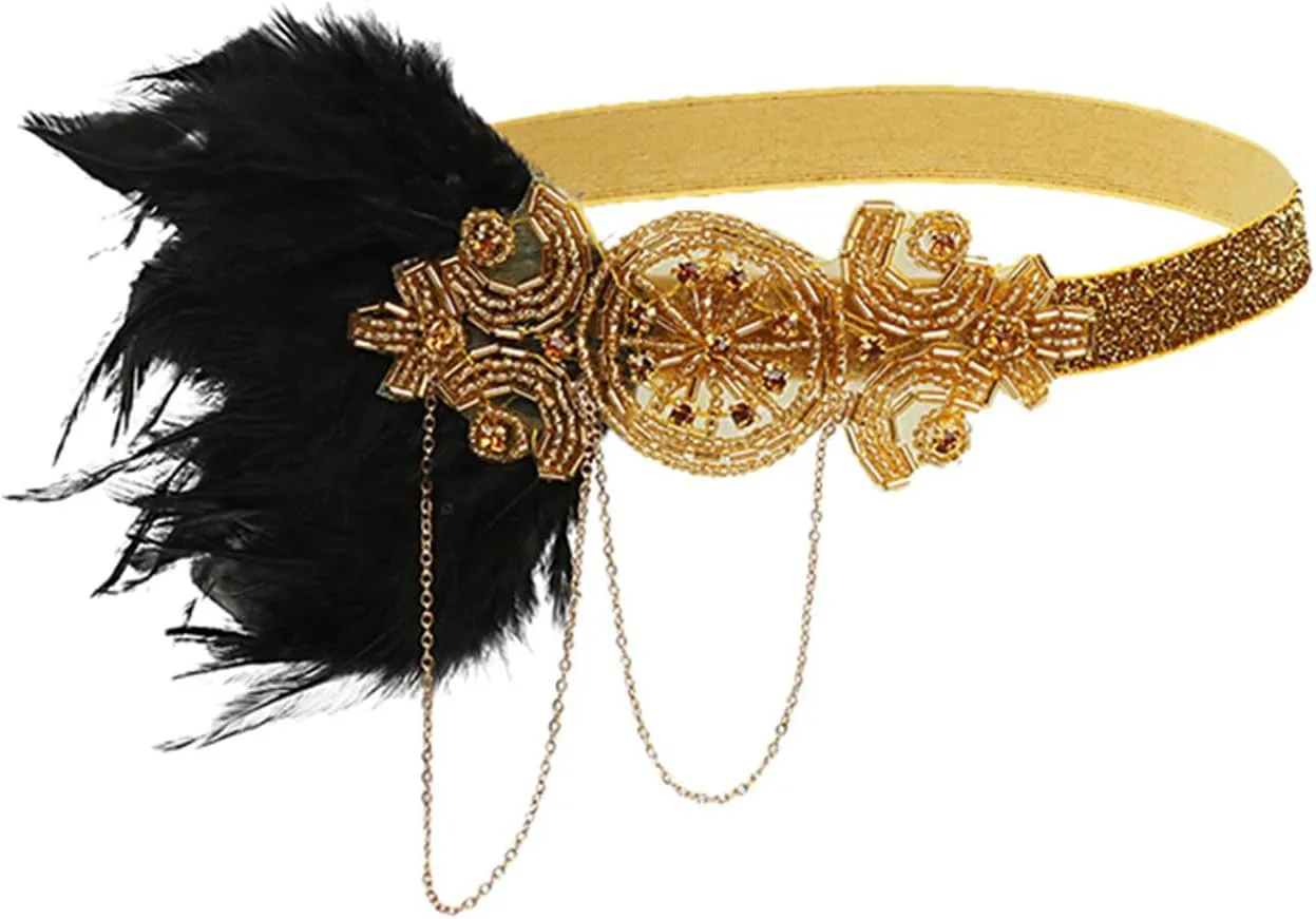 Women's Fascinators, Feathers Tea Party Hat,Headband with Hair Clip Cocktail Headwear