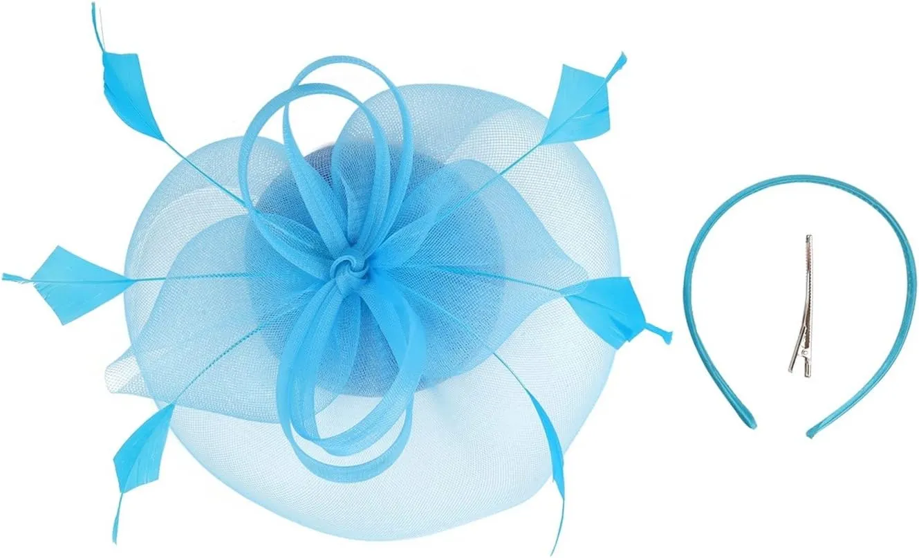 Women's Fascinators Tea Party Mesh Ribbons Feathers Headband and a Clip for Girls and Women