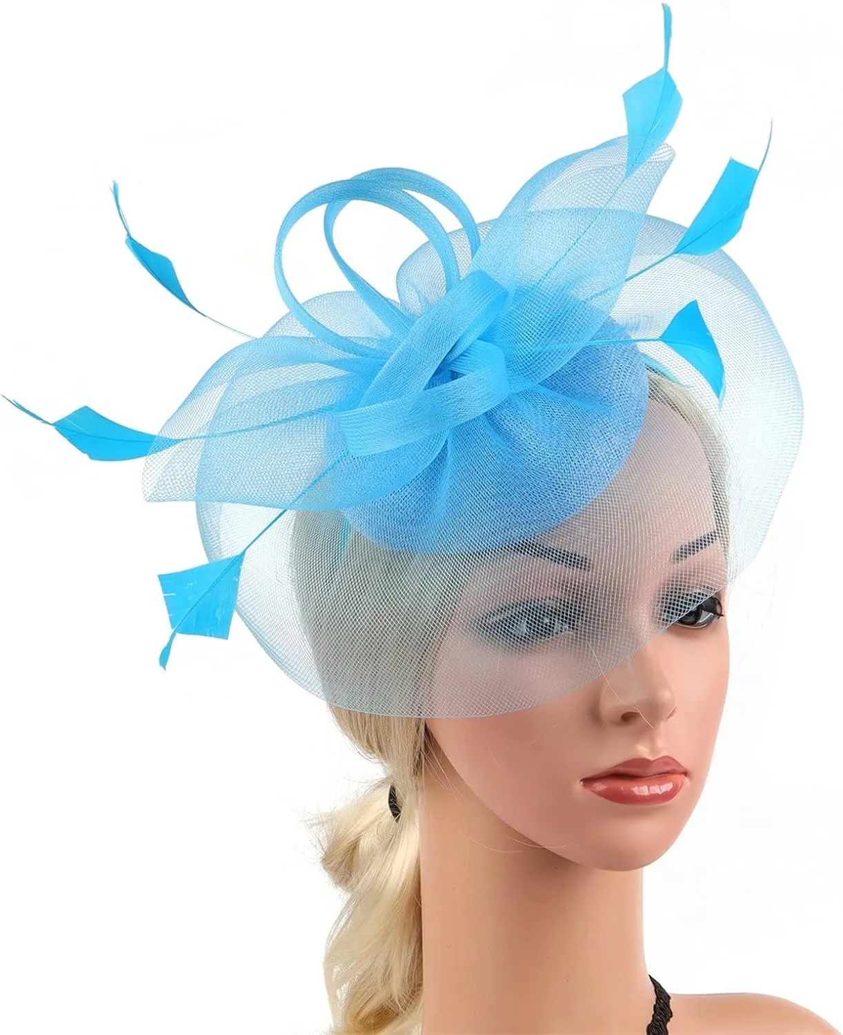 Women's Fascinators Tea Party Mesh Ribbons Feathers Headband and a Clip for Girls and Women