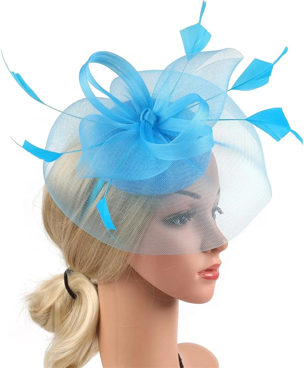 Women's Fascinators Tea Party Mesh Ribbons Feathers Headband and a Clip for Girls and Women