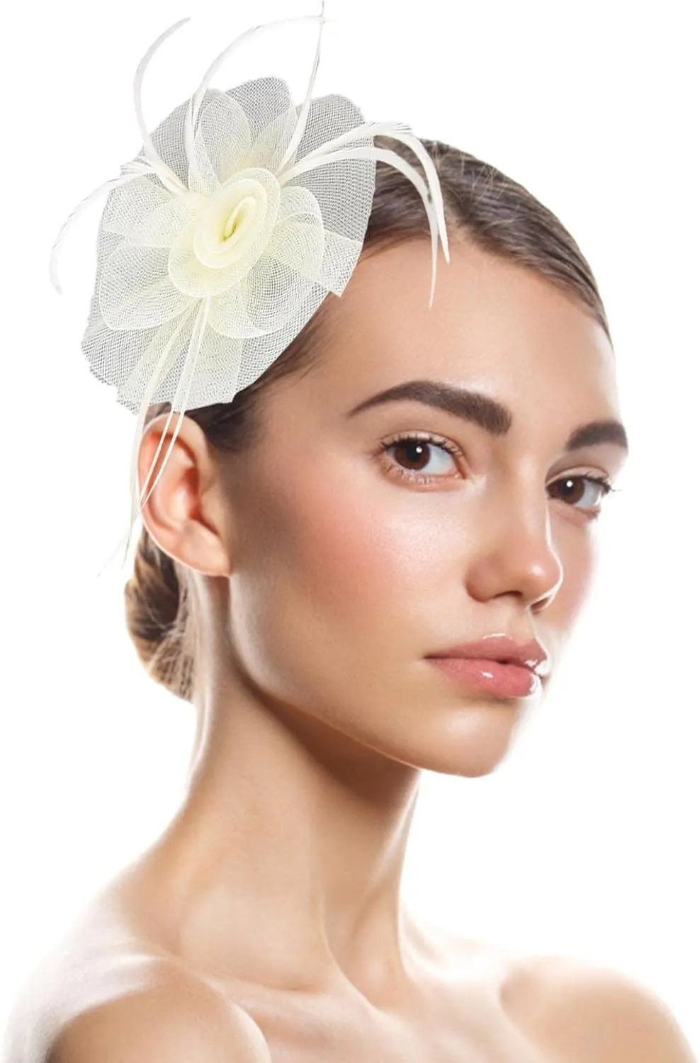 Women's Fascinators Tea Party Mesh Ribbons Feathers Headband Cocktail Wedding Hair Clip