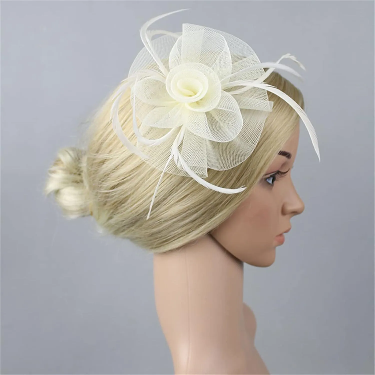 Women's Fascinators Tea Party Mesh Ribbons Feathers Headband Cocktail Wedding Hair Clip
