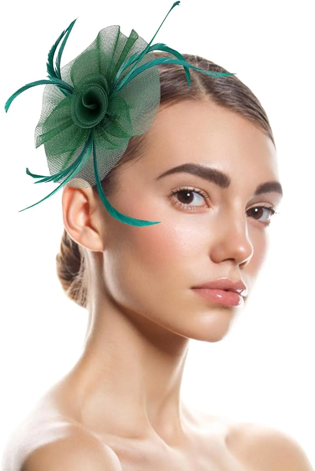 Women's Fascinators Tea Party Mesh Ribbons Feathers Headband Cocktail Wedding Hair Clip