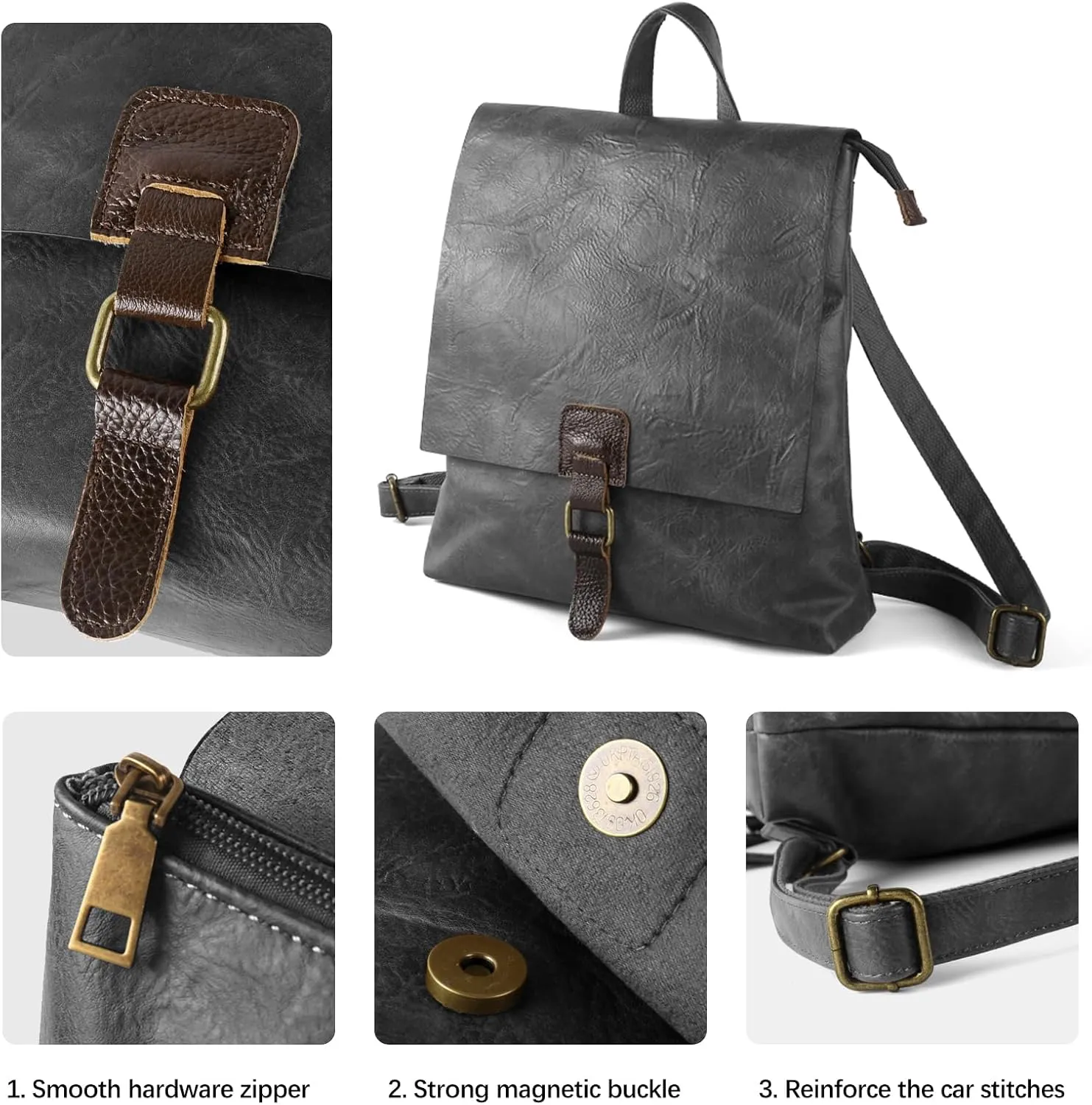 Women's Fashion Backpack Purse Multipurpose Design Convertible Satchel Handbags Shoulder Bag Travel bag (Grey)