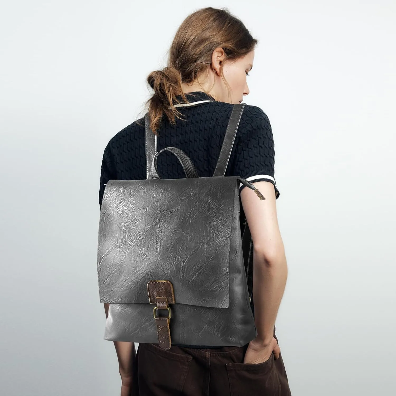 Women's Fashion Backpack Purse Multipurpose Design Convertible Satchel Handbags Shoulder Bag Travel bag (Grey)