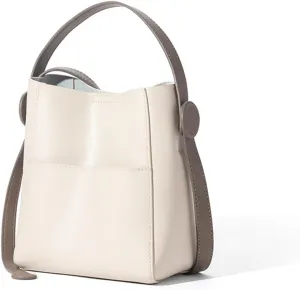Womens Genuine Leather Handbag Leather Bucket Tote Purse and Handbags Satchel Hobo Purse Designer Work Shoulder Bags (A)
