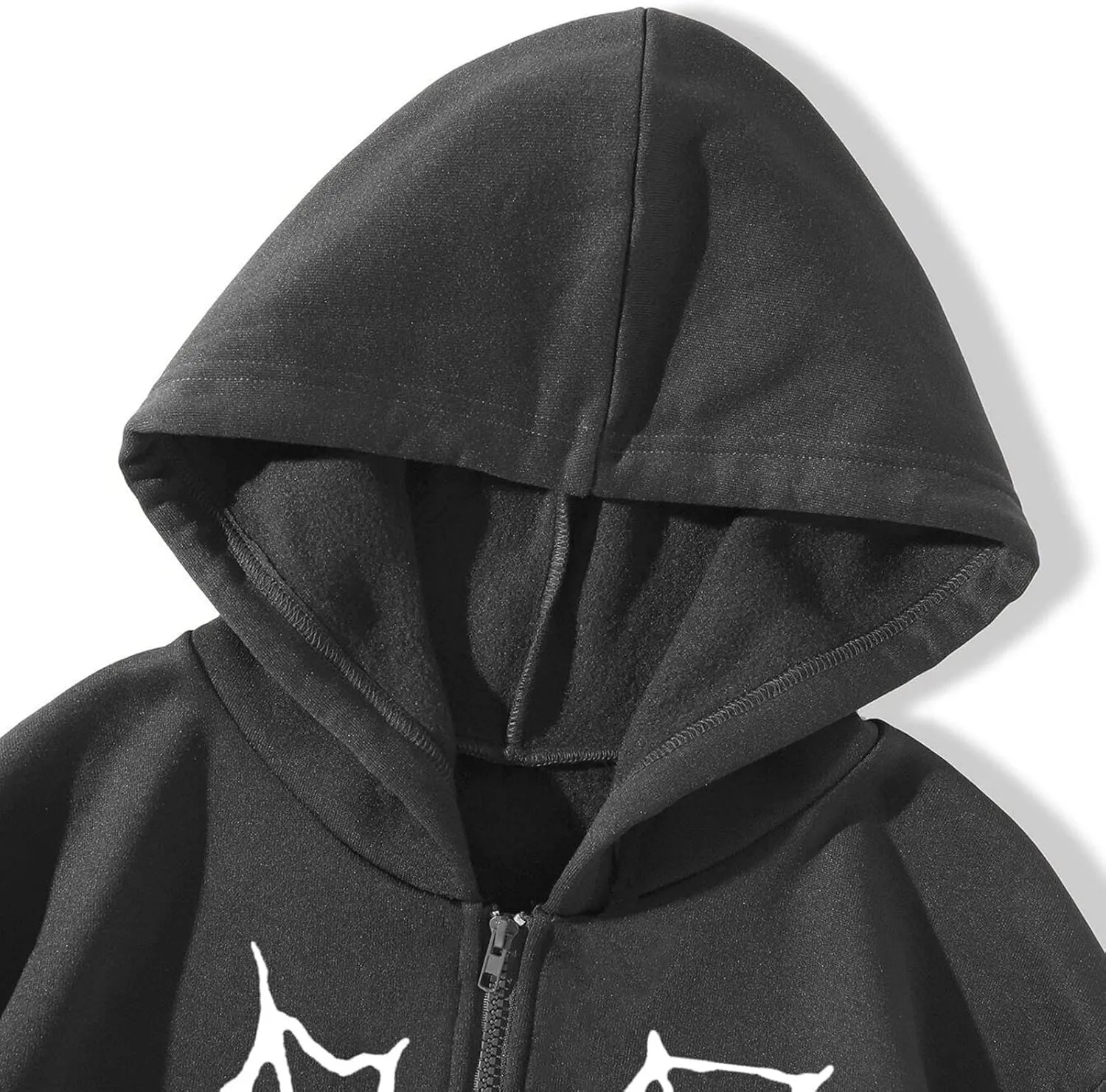 Women's Halloween Zip Up Hoodie Funny Spider Net Graphic Y2K Oversized Sweatshirt Goth Punk Jackets Streetwear