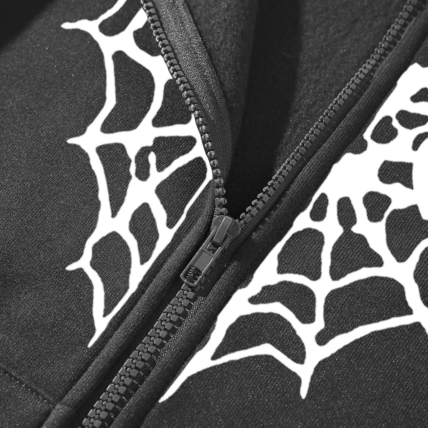 Women's Halloween Zip Up Hoodie Funny Spider Net Graphic Y2K Oversized Sweatshirt Goth Punk Jackets Streetwear