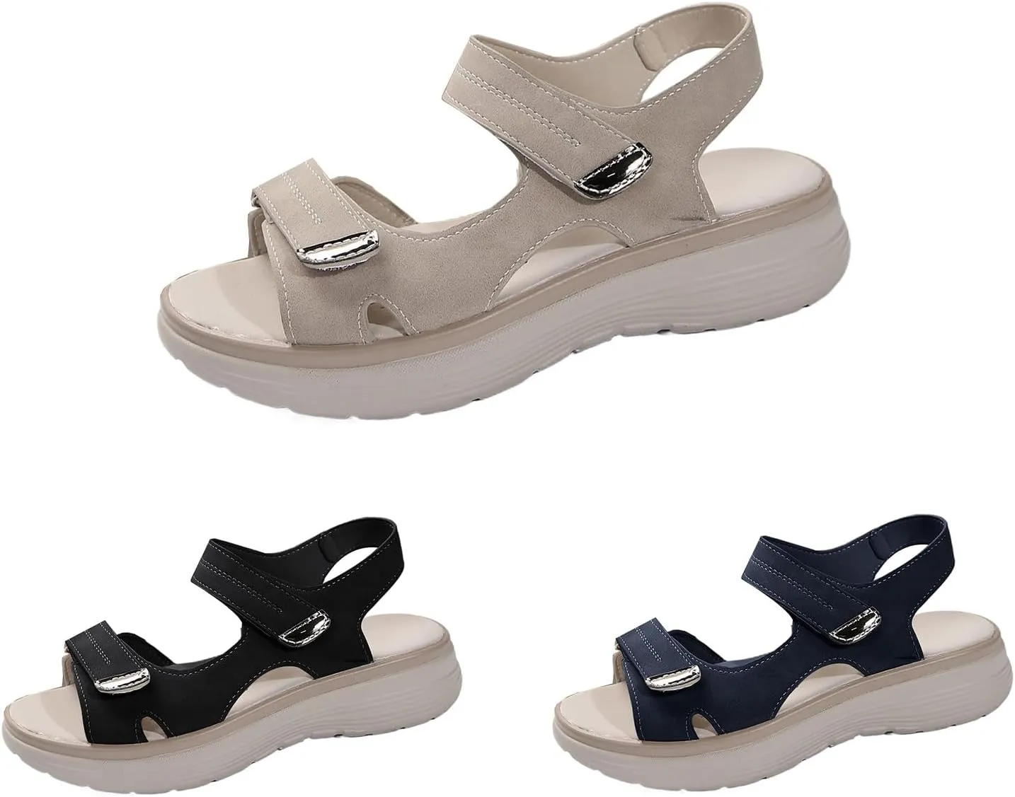 Womens Hiking Sandals Open Toe Non Slip Work Shoes Platform Wedges Low Heel Comfortable Walking Shoes Casual Sandals for Summer Beach Ladies Lightweight Shoe 2025 Fashion
